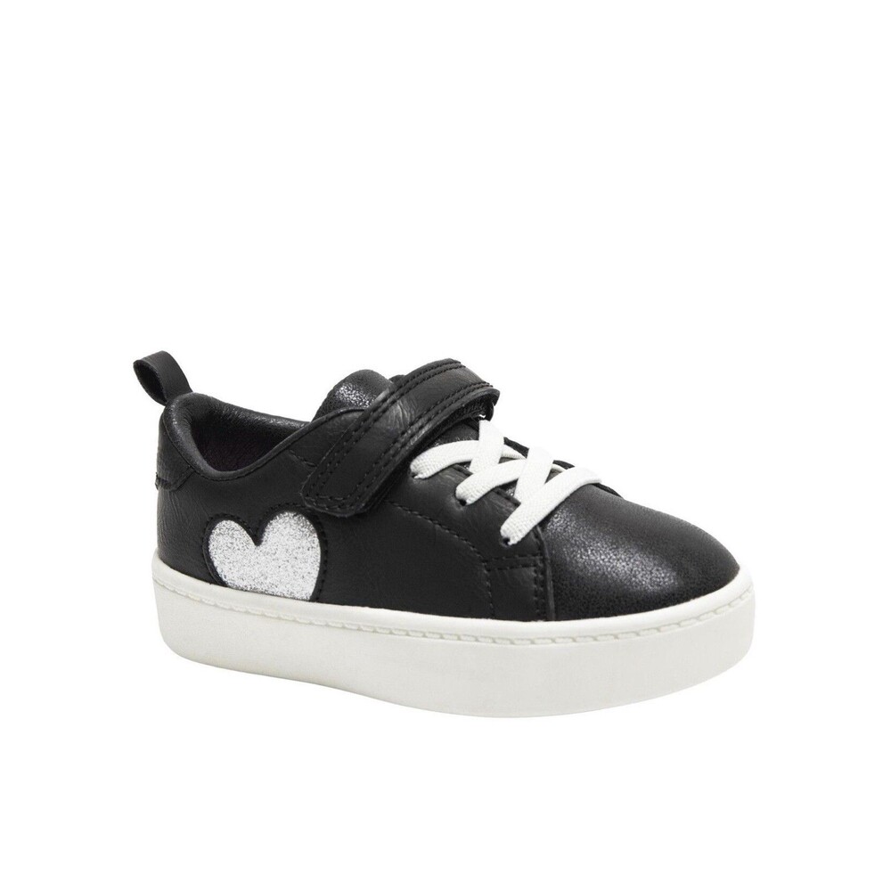 Carter's Black White Glitter Heart Accent Adjustable Strap Sneaker Girls Size 6